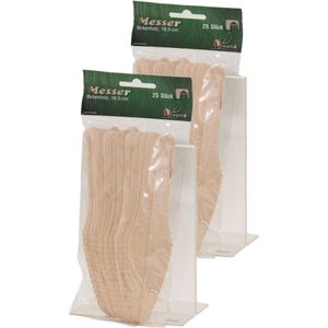 125x houten wegwerp messen bestek 16 cm bio/eco - BBQ/verjaardag/picknick bestek berkenhout