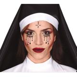 Horror non verkleed set gezicht diamantjes en hoofdkapje - Halloween thema accessoires