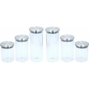 Set van 9x stuks glazen snoeppotten / voorraadpotten - 650 ml - 950 ml - 1400 ml - Voorraadbussen set met deksel