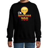 Funny emoticon sweater I am watching you zwart voor kids - Fun / cadeau trui