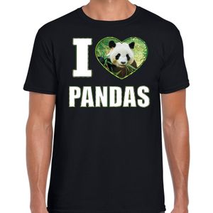 I love pandas t-shirt met dieren foto van een panda zwart voor heren - cadeau shirt pandas liefhebber