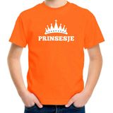 Oranje Prinsesje met kroon t-shirt meisjes - Oranje Koningsdag kleding
