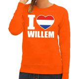 Oranje I love Willem sweater / trui dames - Oranje Koningsdag/ supporter kleding