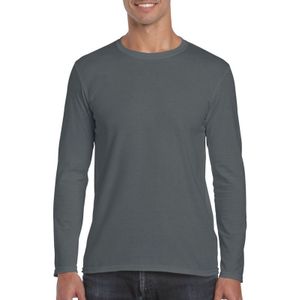 Basic heren t-shirt antraciet met lange mouwen - Herenkleding - herenshirt met lange mouw