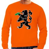 Grote maten Koningsdag sweater Drinkende leeuw - oranje - heren - Koningsdag outfit / kleding / trui