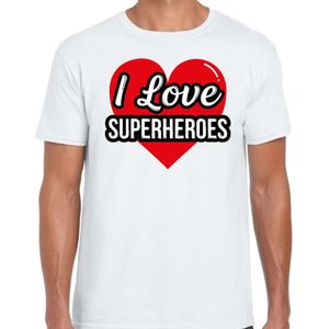 I love superheroes / superhelden verkleed t-shirt wit - heren - Superhelden/ superhelden thema verkleed outfit / kleding