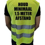 5x stuks houd 1,5 meter afstand vest / hesje - geel met reflecterende strepen - volwassenen - veiligheidsvest werkkleding - RIVM regels/richtlijnen - flatten the curve / stay safe