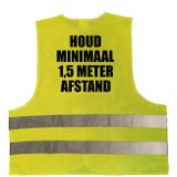 5x stuks houd 1,5 meter afstand vest / hesje - geel met reflecterende strepen - volwassenen - veiligheidsvest werkkleding - RIVM regels/richtlijnen - flatten the curve / stay safe