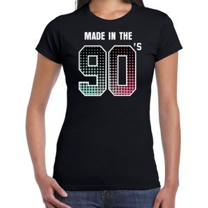 Nineties feest t-shirt / shirt made in the 90s - zwart - voor dames - dance kleding / 90s feest shirts / verjaardags shirts / outfit