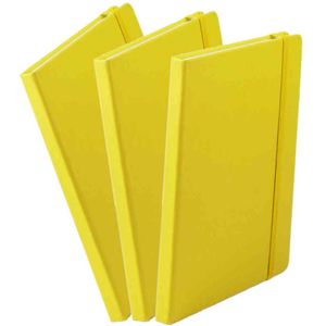 Set van 5x stuks luxe schriften/notitieboekje geel met elastiek A5 formaat - blanco paginas - opschrijfboekjes - 100 paginas