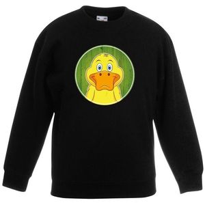 Kinder sweater zwart met vrolijke eend print - eenden trui - kinderkleding / kleding