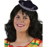 Funny Fashion Mexicaanse mini Sombrero hoedje diadeem - 2x - carnaval/verkleed accessoires - zwart - stro