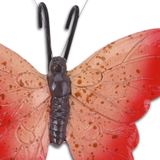 Pro Garden tuindecoratie bloempothanger vlinder - kunststeen - rood - 13 x 10 cm