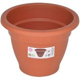 Set van 5x stuks terra cotta kleur ronde plantenpot/bloempot kunststof diameter 16 cm - Plantenbakken/bloembakken voor buiten