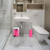 MSV Badkamer accessoires set - fuchsia roze - pedaalemmer 3L en wc/toilet-borstel