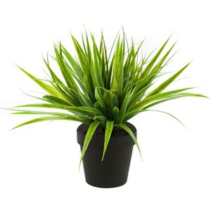 Gras struik kunstplant in kunststof pot 33 cm - Woondecoratie/accessoires - Kunstplanten - Nepplanten - Gras planten in pot