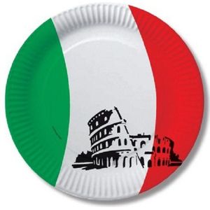 30x stuks Italiaanse vlag thema feest bordjes van 23 cm - Italie thema feestartikelen/versiering