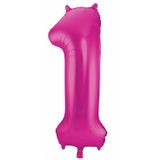 Cijfer ballonnen - Verjaardag versiering 12 jaar - 85 cm - roze