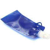 Set van 4x stuks waterzak / drinkfles met karabijnhaak - Blauw - 400 ml - Opvouwbaar - Waterfles herbruikbaar met haak - Herbruikbare opvouwbare waterzakken - Festival Gadget