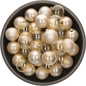 Decoris kerstballen - 25x stuks - 6 cm -kunststof - champagne