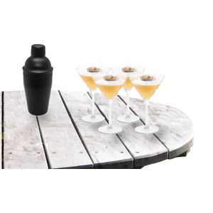 Excellent Houseware - Cocktailshaker 500 ML met 4x Martini cocktailglazen 260 ml