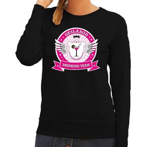 Zwart Geslaagd drinking team sweater / sweater zwart dames - Geslaagd kleding