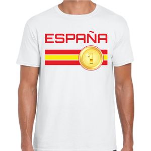 Espana / Spanje landen t-shirt met medaille en Spaanse vlag - wit - heren -  Spanje landen shirt / kleding - EK / WK / Olympische spelen outfit