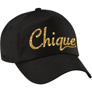 Chique pet  / cap zwart met goud bedrukking voor dames en heren - glitter and glamour cap