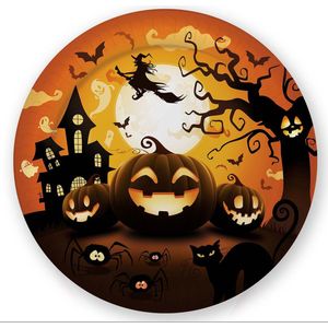 Fiestas Guirca Halloween/horror pompoen bordjes - 6x - zwart - papier - D23 cm