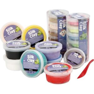 Knutsel silk klei / flexibel boetseermateriaal gekleurd 22 doosjes - hobby klei in diverse kleuren