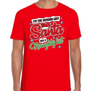 Fout Kerst shirt / t-shirt - Why santa has a naughty list - rood voor heren - kerstkleding / kerst outfit