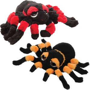 Suki gifts Pluche knuffel spinnen 2x stuks - tarantulas - 13 cm - speelgoed