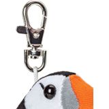 Suki Gifts Knuffeldier Papegaaiduiker vogel sleutelhanger - zwart/wit - 9 cm - clip sluiting - pluche