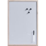 Zeller Magnetisch whiteboard/memobord - houten rand - 40 x 60 cm - 12x power liner stiften/wisser