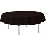 2x Zwarte ronde tafelkleden/tafellakens 240 cm non woven polypropyleen Opaque Black - Zwarte tafeldecoraties - Zwart thema