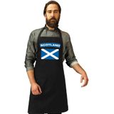Schotse vlag keukenschort/ barbecueschort zwart heren en dames - Schotland schort