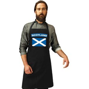Schotse vlag keukenschort/ barbecueschort zwart heren en dames - Schotland schort