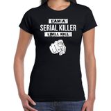 Serial killer halloween verkleed t-shirt zwart voor dames - horror shirt / kleding / kostuum