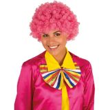 Roze clownspruik afro voor volwassenen met krulletjes