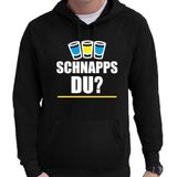 Apres ski hoodie Schnapps du zwart  heren - Wintersport capuchon sweater - Foute apres ski outfit/ kleding