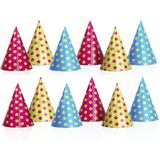 Kartonnen feest verjaardag hoedjes met stippen 30x stuks - Feestartikelen kinder feestjes