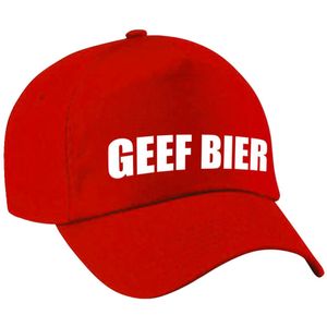 Geef bier fun pet rood voor dames en heren - geef bier baseball cap - carnaval fun accessoire