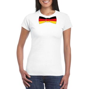 Wit t-shirt met Duitse vlag strikje dames -  Duitsland supporter
