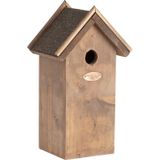 Houten vogelhuisje/nesthuisje koolmees 31.5 cm met kijkluik - Vurenhouten vogelhuisjes tuindecoraties - Vogelnestje voor kleine tuinvogeltjes