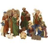 Complete kerststal met kerststal beelden - 50 x 23 x 31 cm - hout/mos/polyresin