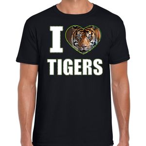 I love tigers t-shirt met dieren foto van een tijger zwart voor heren - cadeau shirt tijgers liefhebber