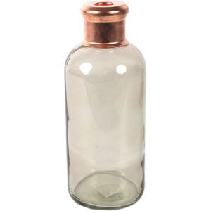 Countryfield Bloemenvaas Firm Bottle - transparant beige/koper - glas - D11 x H27 cm