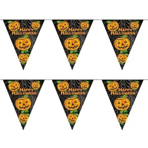 2x Pompoenen vlaggenlijnen / slingers 5 meter - Halloween versiering