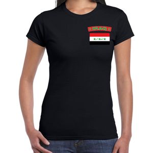 Iraq t-shirt met vlag zwart op borst voor dames - Irak landen shirt - supporter kleding