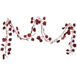 2x stuks kerstboom guirlande / slinger met rode bladeren 200 cm - Kerstslingers/kerst guirlandes